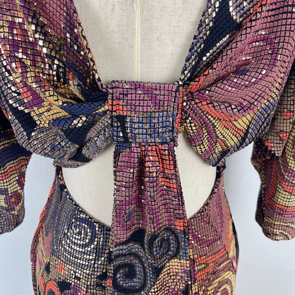 Vintage Cache Mosaic Metallic Geometric Cocktail Party Mini Dress Women's Small - Picture 8 of 15